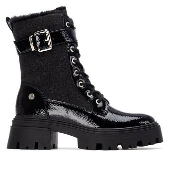 XTI Women's Patent Leather Combat Booties 144669