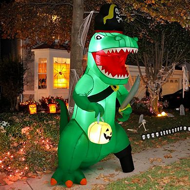 GOOSH 7 FT Halloween Inflatables Pirate Dinosaur Pumpkin Decoration with Built-in LEDs