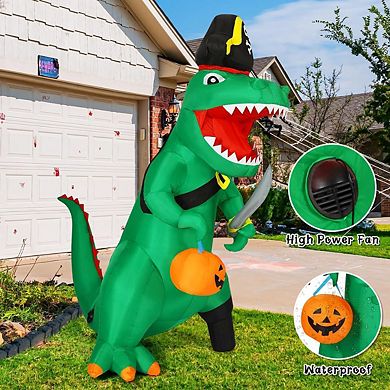 GOOSH 7 FT Halloween Inflatables Pirate Dinosaur Pumpkin Decoration with Built-in LEDs