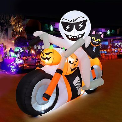 GOOSH 6 FT Halloween Inflatables Ghost Outdoor Blow Up Yard Pumpkin Cat Motorcycle