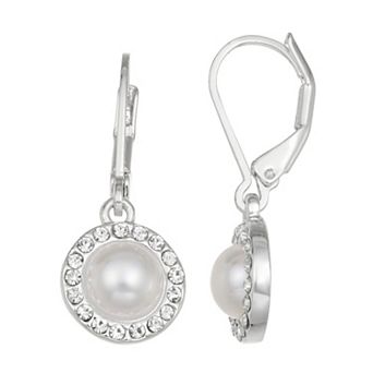 You're Invited Silver Tone Simulated Pearl Drop Earrings
