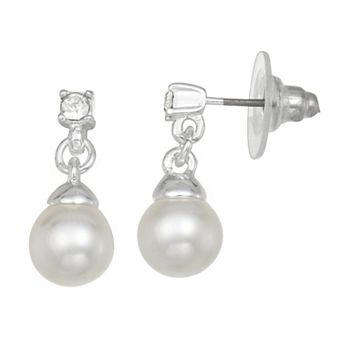 You're Invited Silver Tone Simulated Pearl Drop Earrings