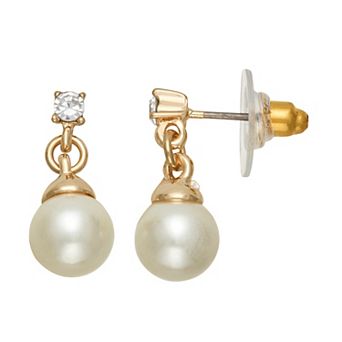 You're Invited Silver Tone Simulated Pearl Drop Earrings