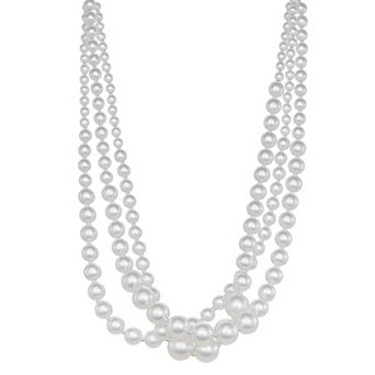 You're Invited Simulated Pearl Social Multirow Necklace