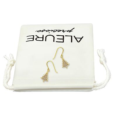 Aleure Precioso Sterling Silver Cubic Zirconia Pave Marquise Christmas Tree Earrings