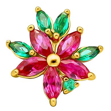 Aleure Precioso Sterling Silver Cubic Zirconia Poinsettia Stud Earrings