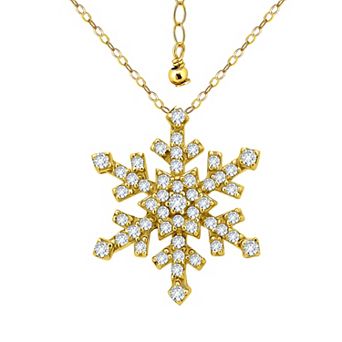Aleure Precioso Sterling Silver Pave Cubic Zirconia Snowflake Pendant Necklace