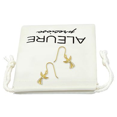 Aleure Precioso Sterling Silver Cubic Zirconia Pave Angel Drop Earrings