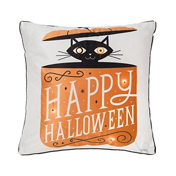 C&F Home Fright Cat LED Halloween Throw Pillow