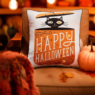 C&F Home Fright Cat LED Halloween Throw Pillow