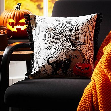 C&F Home Boo Spider Web Halloween Decorative Throw Pillow