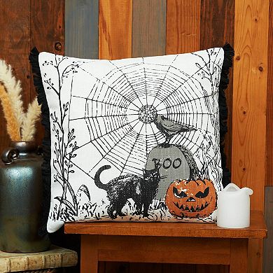 C&F Home Boo Spider Web Halloween Decorative Throw Pillow