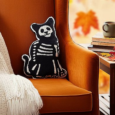 C&F Home Cat Skeleton Shaped Halloween Throw Pillow