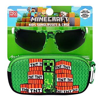 Kids Minecraft UV Protection Sunglasses & Soft Case with Impact-Resistant Lenses