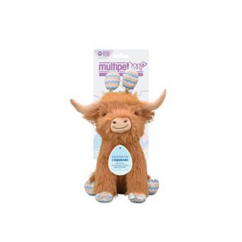 Multipet Highland Cow Shaggy With Easter Egg Headband Dog Toy
