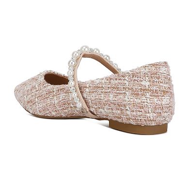 London Rag Mowie Women's Tweed Mary Jane Ballet Flats