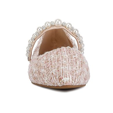 London Rag Mowie Women's Tweed Mary Jane Ballet Flats