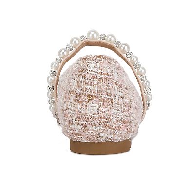 London Rag Mowie Women's Tweed Mary Jane Ballet Flats