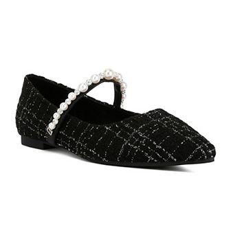 London Rag Mowie Women's Tweed Mary Jane Ballet Flats