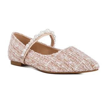 London Rag Mowie Women's Tweed Mary Jane Ballet Flats