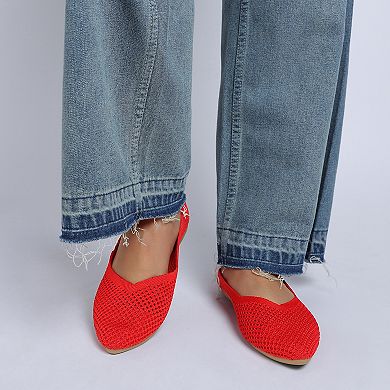 London Rag Selaris Women's Fly Knit Slip-On Ballerina Flats