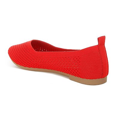 London Rag Selaris Women's Fly Knit Slip-On Ballerina Flats
