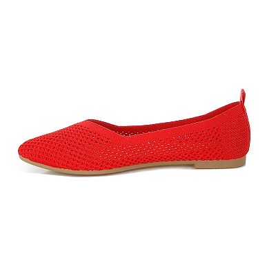London Rag Selaris Women's Fly Knit Slip-On Ballerina Flats
