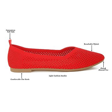 London Rag Selaris Women's Fly Knit Slip-On Ballerina Flats