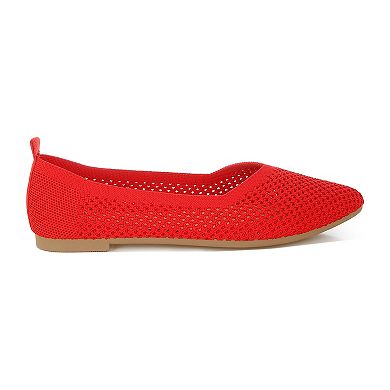 London Rag Selaris Women's Fly Knit Slip-On Ballerina Flats