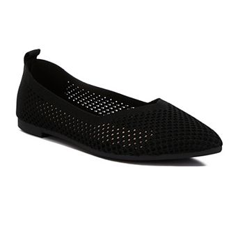 London Rag Selaris Women's Fly Knit Slip-On Ballerina Flats