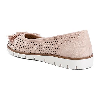 London Rag Pacer Women's Perforated Faux Leather Ballerinas
