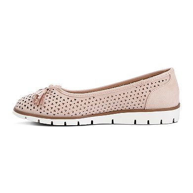 London Rag Pacer Women's Perforated Faux Leather Ballerinas