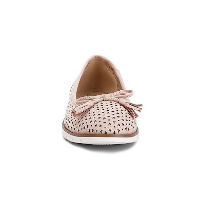 London Rag Pacer Women's Perforated Faux Leather Ballerinas