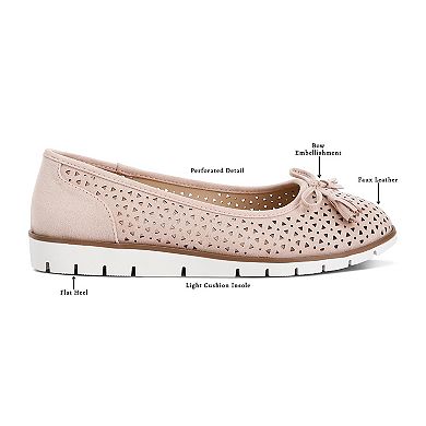 London Rag Pacer Women's Perforated Faux Leather Ballerinas