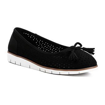 London Rag Pacer Women's Perforated Faux Leather Ballerinas
