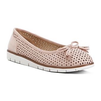 London Rag Pacer Women's Perforated Faux Leather Ballerinas