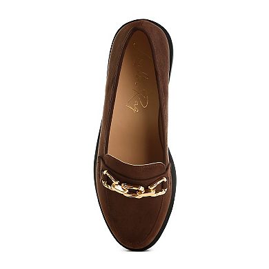 London Rag Jacop Women's Micro Suede Chain Link Loafers