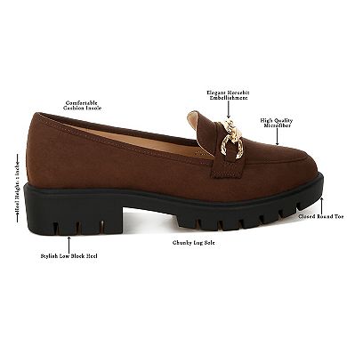 London Rag Jacop Women's Micro Suede Chain Link Loafers