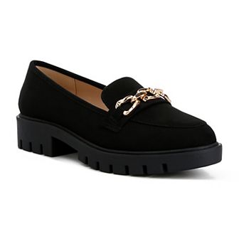 London Rag Jacop Women's Micro Suede Chain Link Loafers