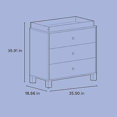 Storkcraft California 3-Drawer Chest Dresser With Topper