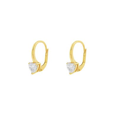 PRIMROSE 18k Gold Over Sterling Silver Cubic Zirconia Heart Drop Earrings