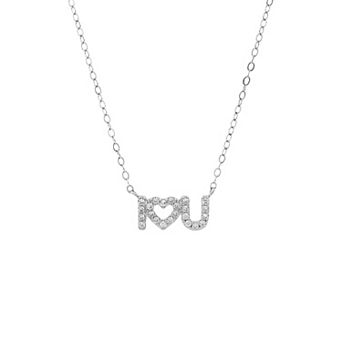 PRIMROSE Sterling Silver Cubic Zirconia Pave "I" Heart "U" Necklace