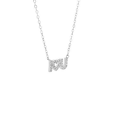 PRIMROSE Sterling Silver Cubic Zirconia Pave "I" Heart "U" Necklace