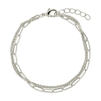 MC Collective Layered Paperclip & Curb Chain Bracelet