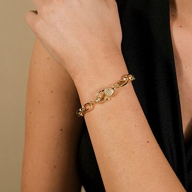 MC Collective Cubic Zirconia Pendant Clasp & Paperclip Chain Bracelet