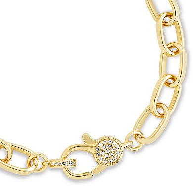 MC Collective Cubic Zirconia Pendant Clasp & Paperclip Chain Bracelet