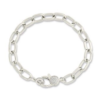 MC Collective Cubic Zirconia Pendant Clasp & Paperclip Chain Bracelet