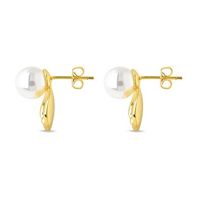 MC Collective 14k Gold Shell Pearl Drop Earrings