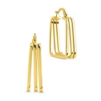 MC Collective Triple Wire Square Hoop Earrings