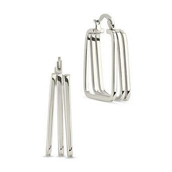 MC Collective Triple Wire Square Hoop Earrings
